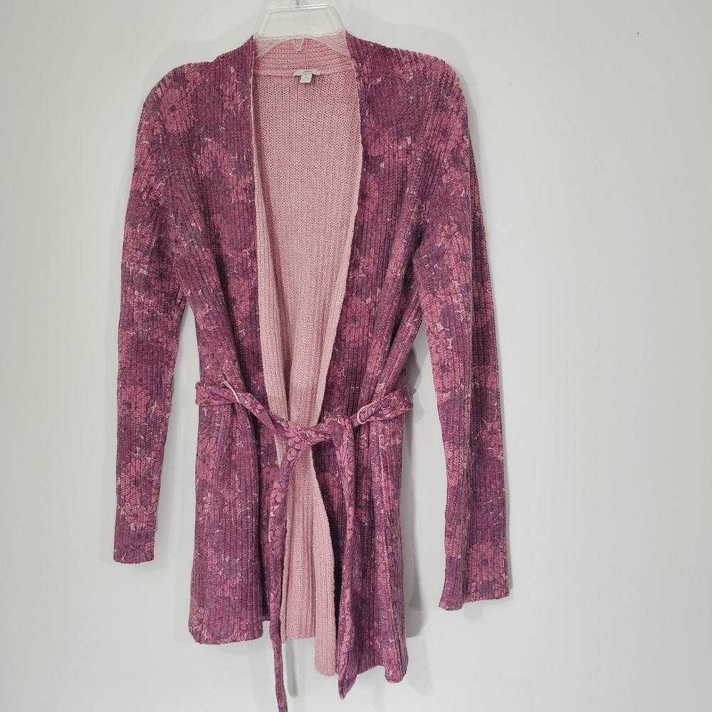 J. Jill  Floral Cardigan Sweater with belt, Size Small